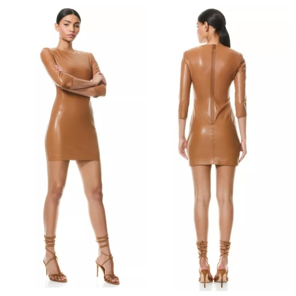 Alice + olivia inka leather mini dress Size 4 - Picture 5 of 16